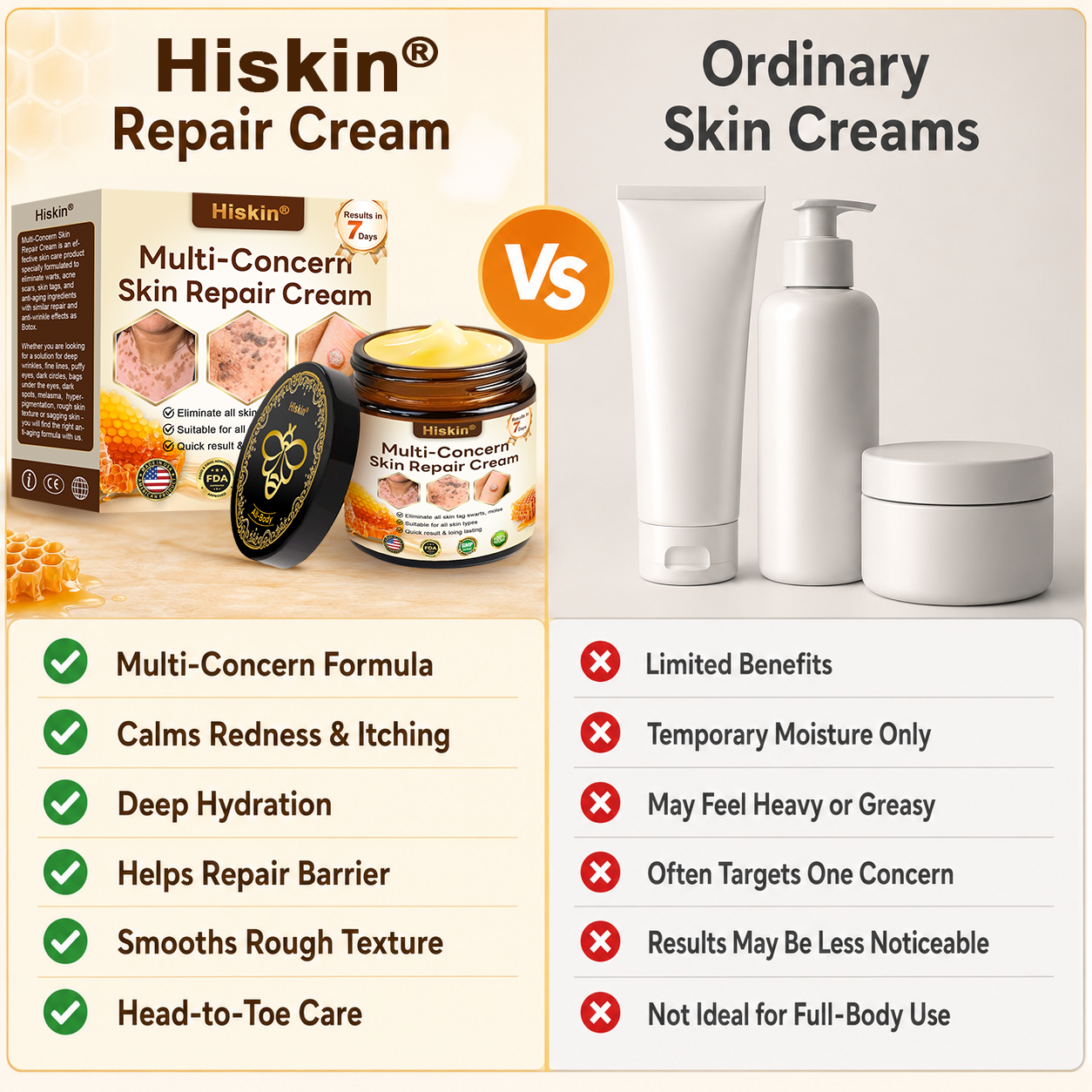 ✨HISKIN® Multi-Concern Skin Repair Cream (One powerful cream to repair inflammation, dryness, aging, pigmentation, and visible skin damage.)
