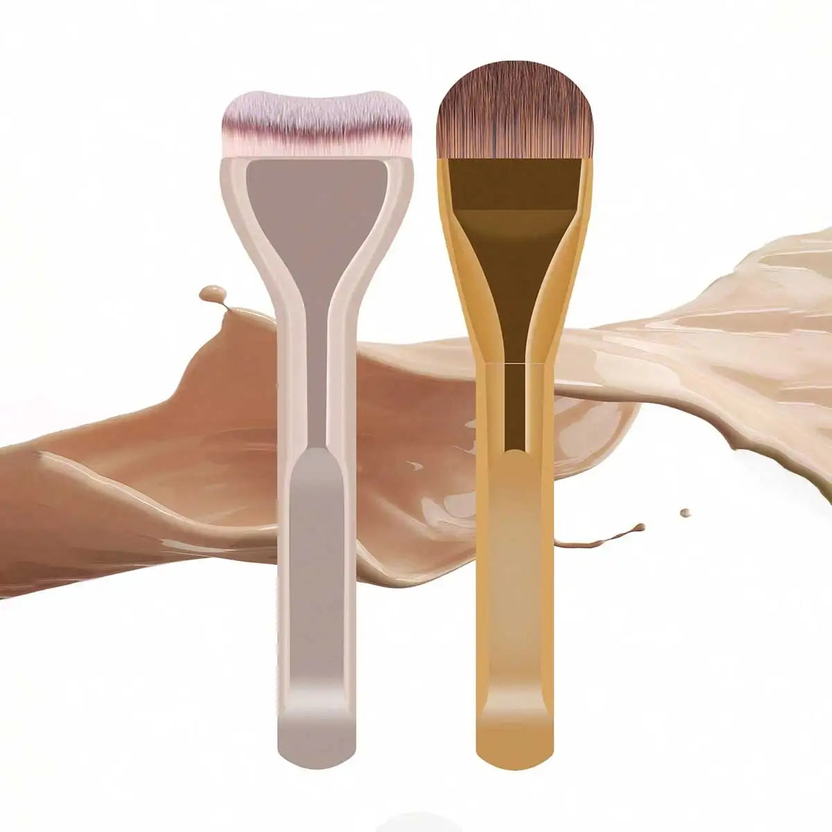 2pcs Foundation Makeup Brushes Set Ultra Thin Top Mask Brush For Liquid Cream Cosmetics Blending Beauty Tool Premium Gift