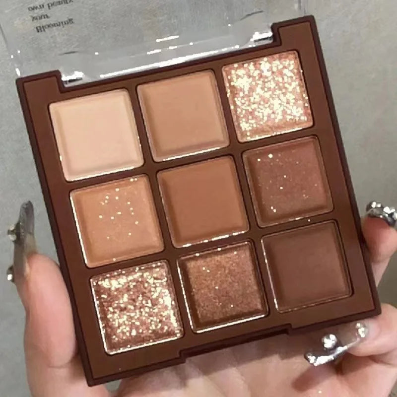 9 Color Chocolate Eyeshadow Palette Matte Pearlescent Glitter Glitter Earth Eyeshadow Makeup