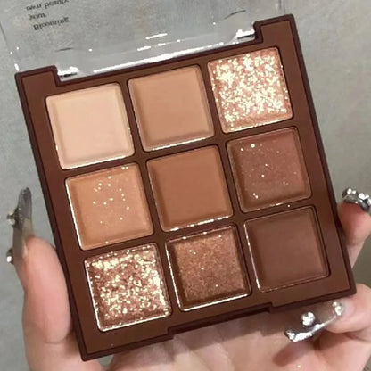 9 Color Chocolate Eyeshadow Palette Matte Pearlescent Glitter Glitter Earth Eyeshadow Makeup