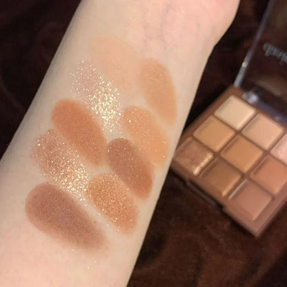 9 Color Chocolate Eyeshadow Palette Matte Pearlescent Glitter Glitter Earth Eyeshadow Makeup