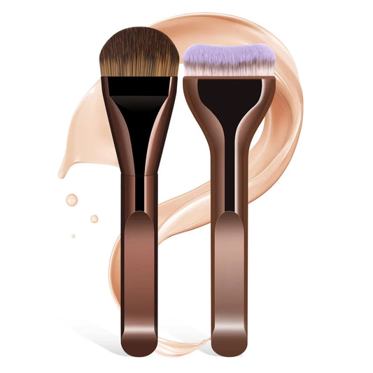 2pcs Foundation Makeup Brushes Set Ultra Thin Top Mask Brush For Liquid Cream Cosmetics Blending Beauty Tool Premium Gift