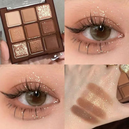 9 Color Chocolate Eyeshadow Palette Matte Pearlescent Glitter Glitter Earth Eyeshadow Makeup