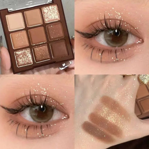 9 Color Chocolate Eyeshadow Palette Matte Pearlescent Glitter Glitter Earth Eyeshadow Makeup