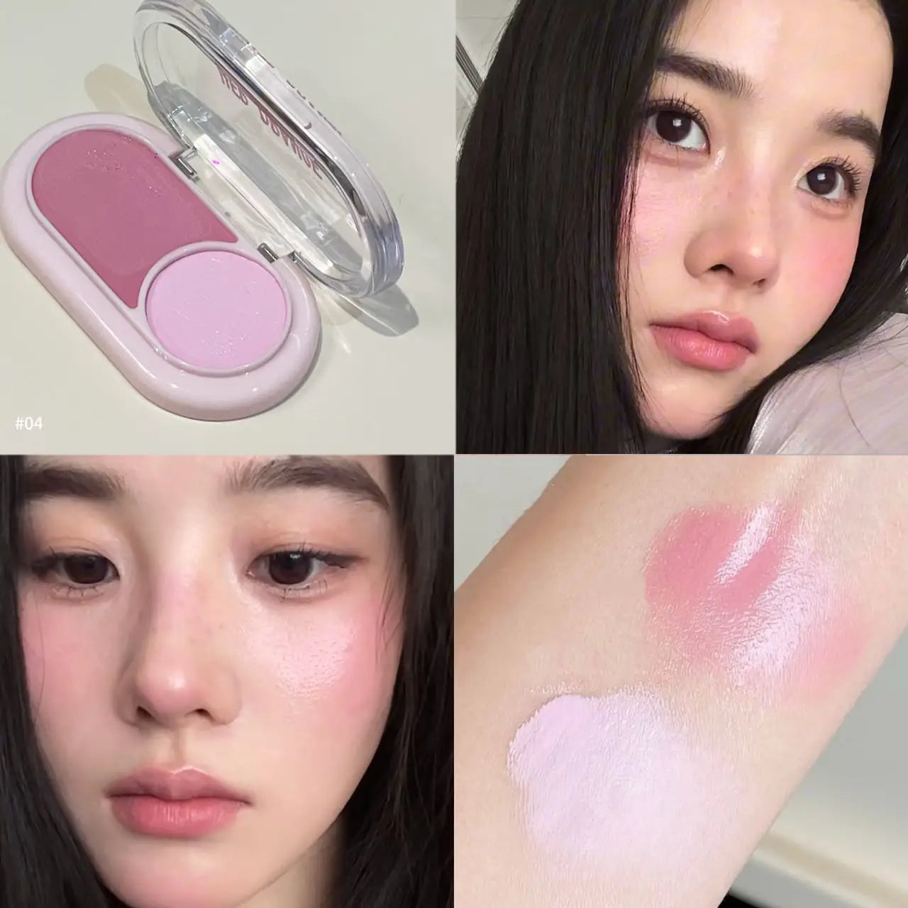 Water Light Peach Cream Blush Two-tone Face Brightening Orange Pink Blusher Plate Makeup Lasting Moisturizing Cheek Tint Rouge