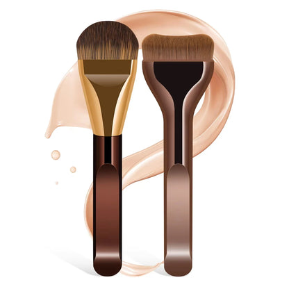 2pcs Foundation Makeup Brushes Set Ultra Thin Top Mask Brush For Liquid Cream Cosmetics Blending Beauty Tool Premium Gift