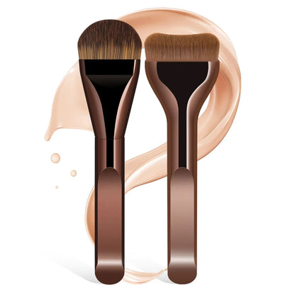 2pcs Foundation Makeup Brushes Set Ultra Thin Top Mask Brush For Liquid Cream Cosmetics Blending Beauty Tool Premium Gift