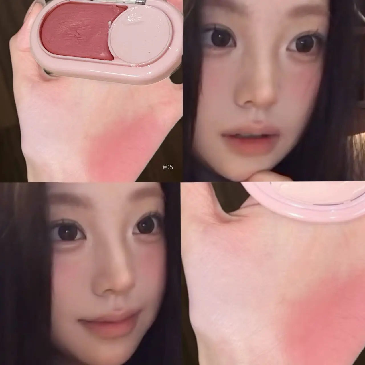 Water Light Peach Cream Blush Two-tone Face Brightening Orange Pink Blusher Plate Makeup Lasting Moisturizing Cheek Tint Rouge