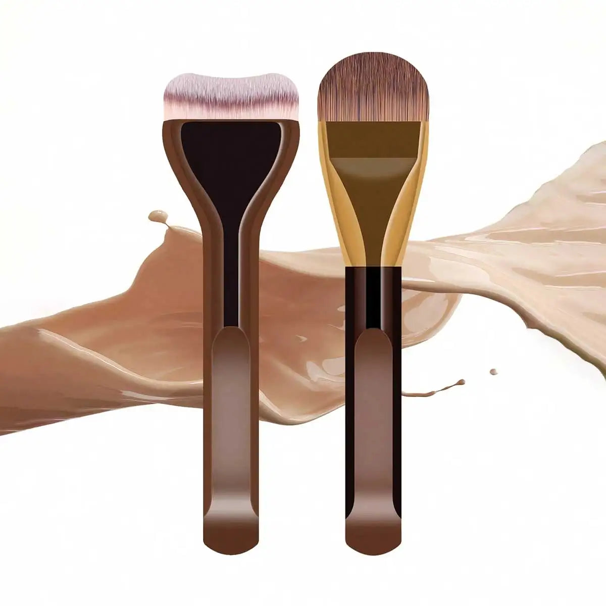 2pcs Foundation Makeup Brushes Set Ultra Thin Top Mask Brush For Liquid Cream Cosmetics Blending Beauty Tool Premium Gift